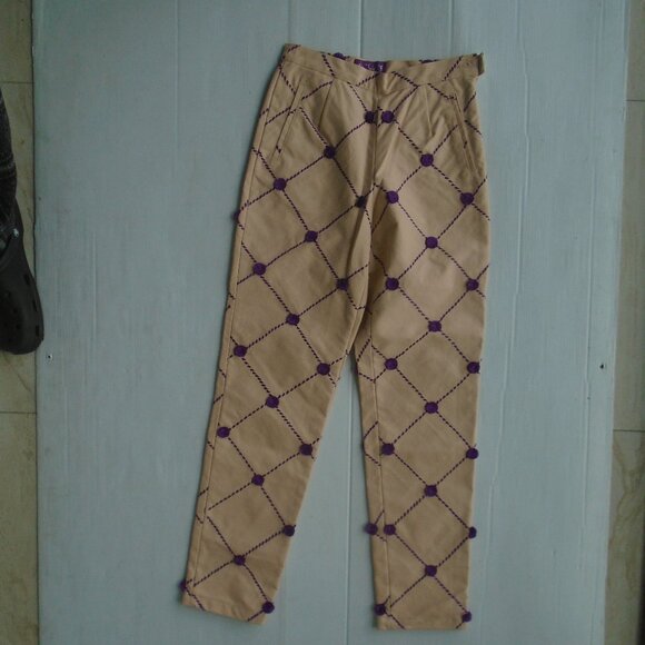 en Soie Denim - vintage en Soie Women's Denim Jeans Pants Big Plaids Size 36 Pink/Purple Read!